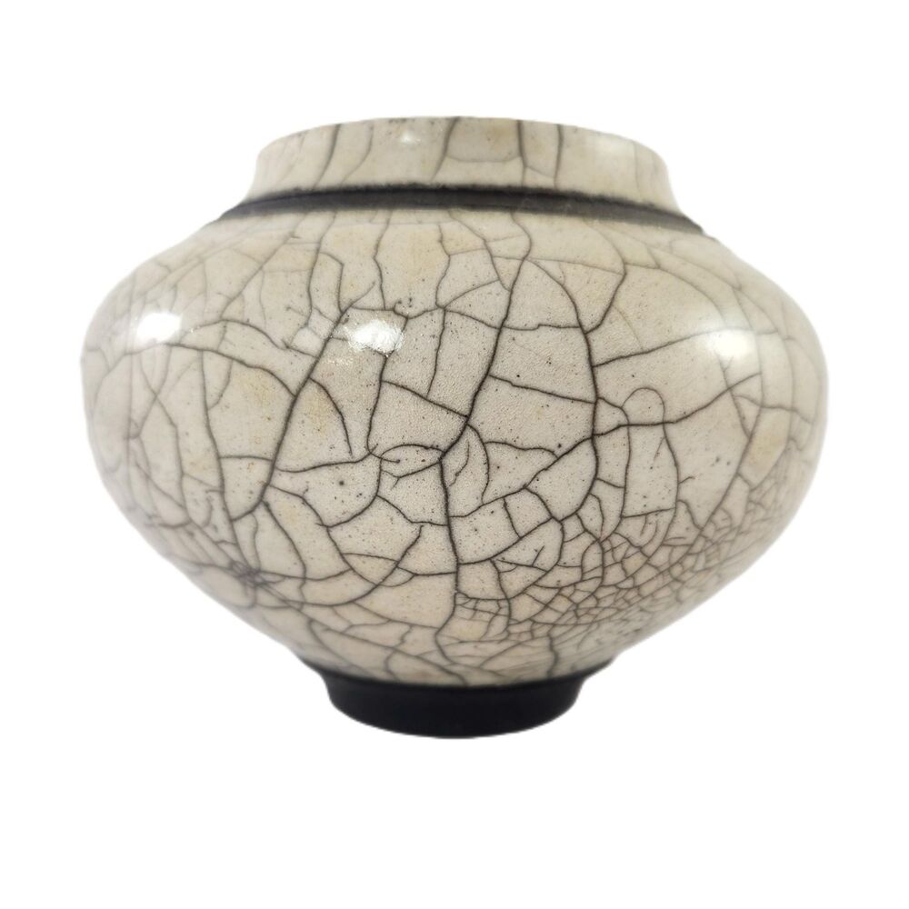 Raku Pottery Vase Jeff Hale Studio OOAK Vessel Pot Signed 1992 As Found